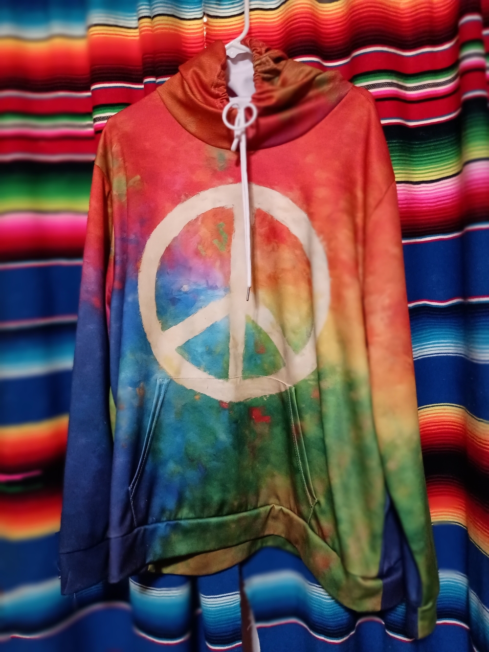 Tie-Dye Peace Sign Womens Hoodie - Multicolor 3X